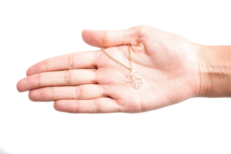 [Australia] - La Menagerie Rabbit Gold Origami Jewelry & Gold Geometric Necklace – 18 Karat Plated Gold Necklace & Rabbit Necklaces for Women – Rabbit Necklace for Girls & Origami Necklace 