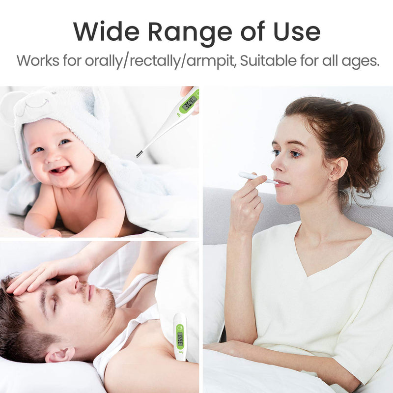 [Australia] - Femometer Digital Thermometers, Oral Thermometer Adults Kids Babies, Accurate Switchable Body Temperature Thermometer, Green 