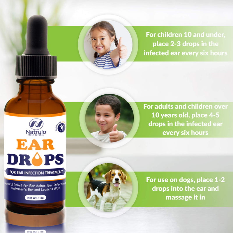 [Australia] - Natural Ear Drops for Ear Infection Treatment – Herbal Eardrops for Adults, Children & Pets – Relieves Ear Aches, Infections, Itchy Ears, Swimmer's Ear, & Loosens Wax – Kids Safe Treatment Made in USA 