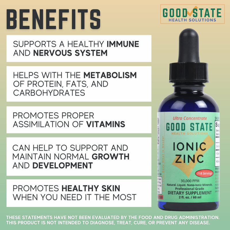 [Australia] - Good State | Liquid Ionic Zinc Ultra Concentrate | Dietary Supplement | Great for Immune System | 15mg is 10 Drops | 100 Servings Orange 60 ml (Pack of 1) 