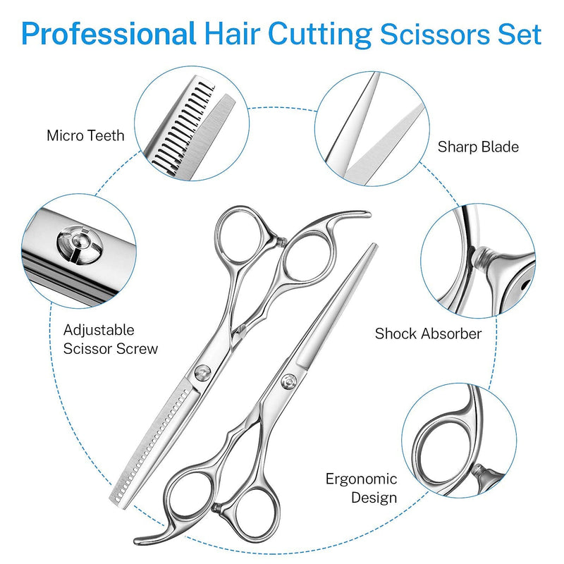 [Australia] - Misiki Hairdressing Scissor Professional Hair Cutting Teeth Shears Kit Stainless Steel Haircut Scissors Thinning/Texturizing Hair Styling Scissors for Salon Barber, Men, Women, Children and Adult 