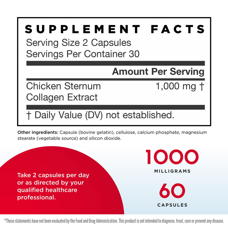 [Australia] - Jarrow Formulas Type II Collagen Complex 500 mg - 60 Capsules - Supports Skin & Joints - Derived from Chicken Sternum Cartilage - 30 Servings 60 Count (Pack of 1) 
