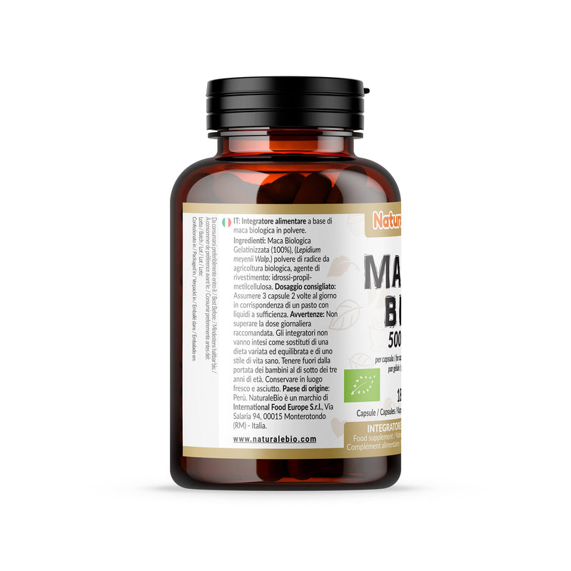 [Australia] - Organic Maca Capsules, 500mg - 180 Capsules. Gelatinised, Natural and Pure, from Organic Peruvian Maca Root. Vegetarian and Vegan Friendly. NaturaleBio 