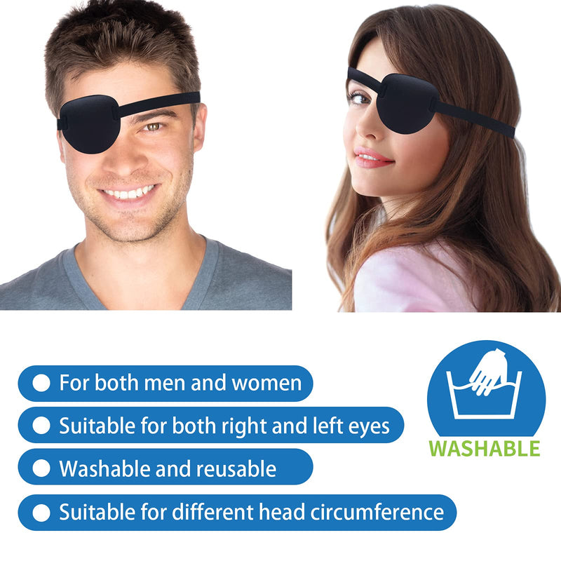 [Australia] - 2 Pcs Black Eye Patch for Adults and Kids,3D Adjustable Eyepatch for Amblyopia or Strabismus,for Right or Left Eye,Regular Use or Pirate Costume 