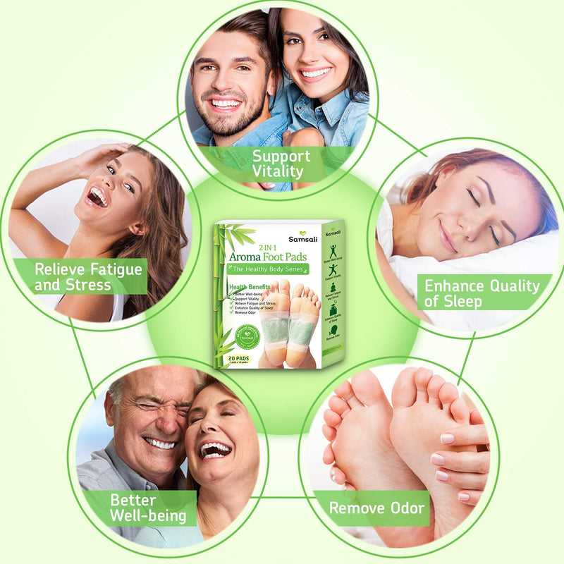 [Australia] - Samsali Foot Pads, Upgraded 2 in 1 Nature Foot Pads, Rapid Foot Care and Pain Relief, Higher Efficiency than Foot Sleeve and Metatarsal Pads, Best Foot Pads for Foot Care, 20 Pads 