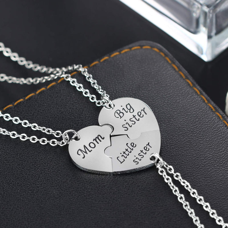 [Australia] - YEEQIN 3PCs/Set Mom Big Sister Little Sister Mom Necklaces Set Mother Daughters Matching Heart Jewley Set 