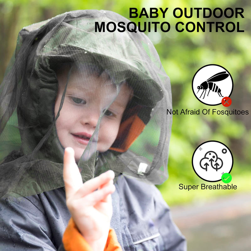 [Australia] - 4 pack Black Head Net Mesh, Mosquito Head Net Bigger Size for Mosquito Bugs Face Head Neck Relief from Mosquito Bite for Outdoor Hiking Camping Fishing Walking 