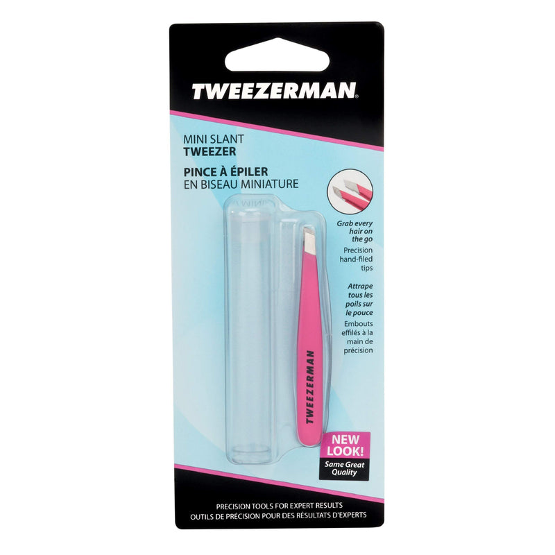 [Australia] - Tweezerman Neon Pink Stainless Steel Mini Slant Tweezer 