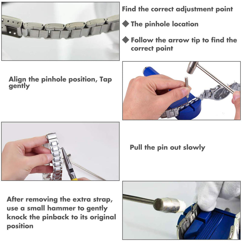 [Australia] - Watch Link Removal Tool Kit, Cridoz Watch Band Tool Chain Link Pin Remover with 12pcs Replacement Pins and 3pcs Pin Punches for Watch Bracelet Sizing, Watch Strap Adjustment and Watch Repair 