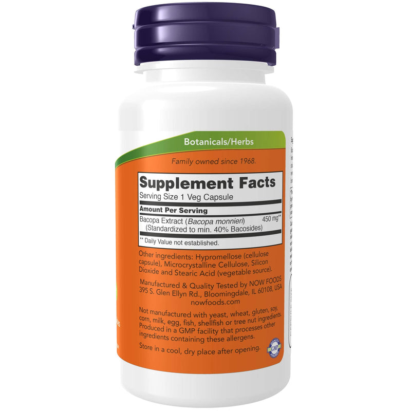 [Australia] - NOW Supplements, Bacopa Extract (Bacopa monnieri) 450 mg, Promotes Brain Health*, 90 Veg Capsules 