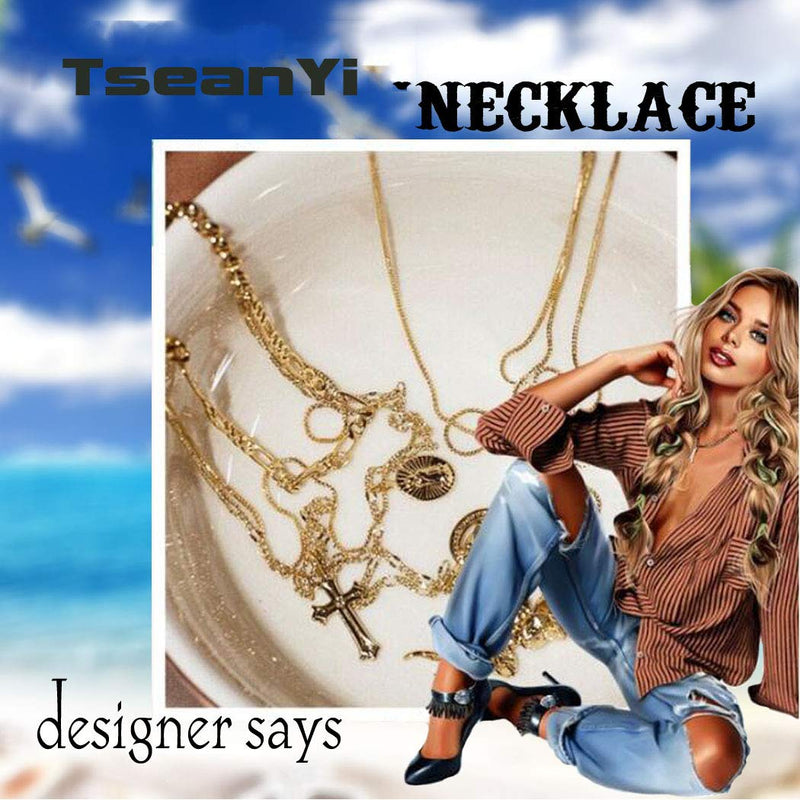 [Australia] - TseanYi Star Dangle Choker Necklace Gold Stars Pendant Necklace Chain Boho Clavicle Necklace Chain Jewelry for Women and Girls 