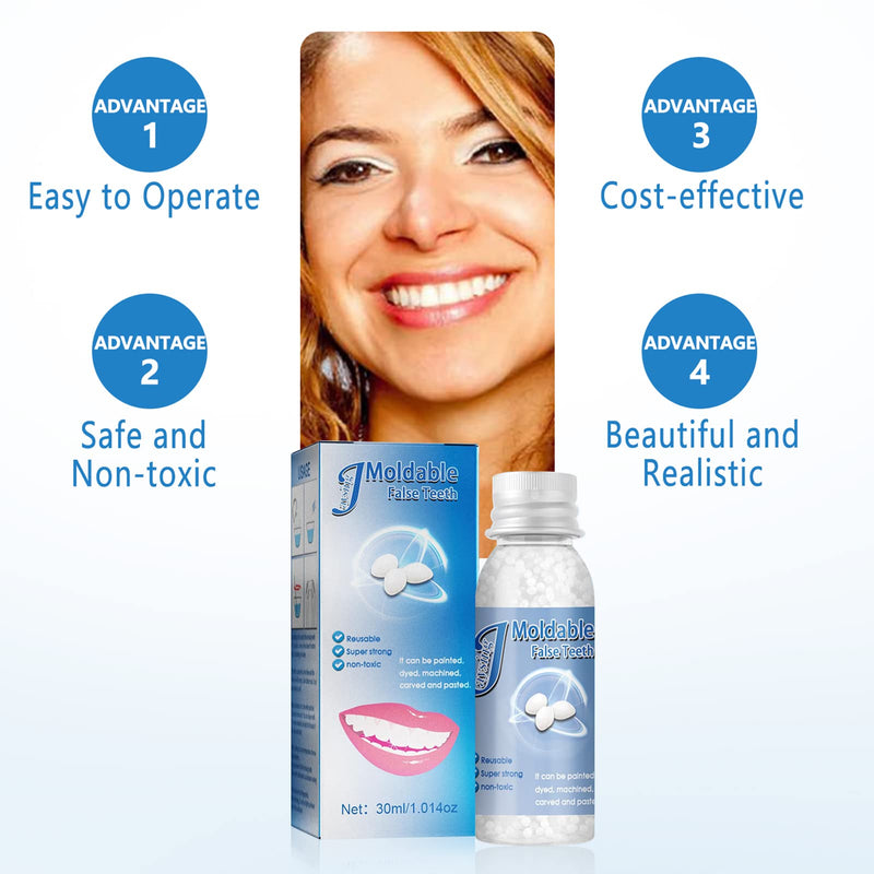[Australia] - Moldable False Teeth Tooth Repair Granules, Teeth Repair Kit, DIY Temporary Tooth Repair Beads, for Temporary Fixing The Missing and Broken Tooth Replacements, 30ml (BLUE) 