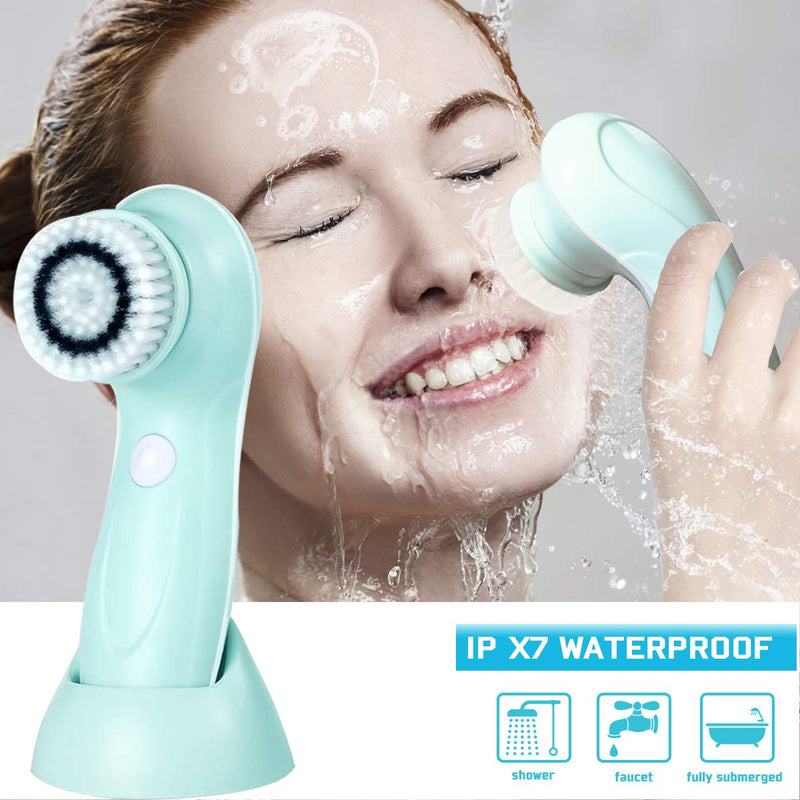 [Australia] - Gackoko Facial Cleansing Brush- Latest advanced cleasing Technology & 3 Brush Heads-USB Rechargeable Electric Rotating Face- IPX6 Waterproof-Advanced Face Spa System for Exfoliating Deep clease (Blue) Blue 
