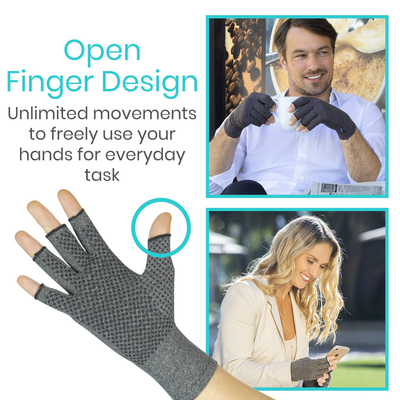 [Australia] - Vive Arthritis Gloves with Grips - Men & Women Textured Fingerless Compression - Open Finger Hand Gloves for Rheumatoid and Osteoarthritis - Arthritic Joint Pain Relief for Computer Typing (Medium) Medium (Pack of 1) 