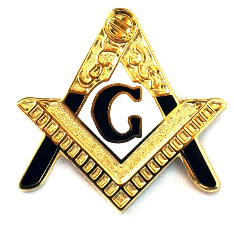 [Australia] - Entered Apprentice Square & Compass Masonic Lapel Pin - [Gold & Black][1'' Tall] 
