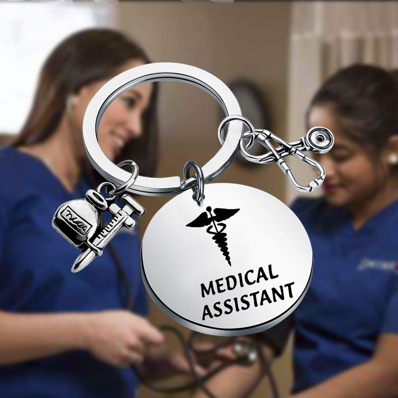 [Australia] - FUSTMW Medical Assistant Gifts MA Keychain Stethoscope Medical Assistant Students Gifts Graduation Gift MA Jewelry Medical Student Gift for Nurse silver 