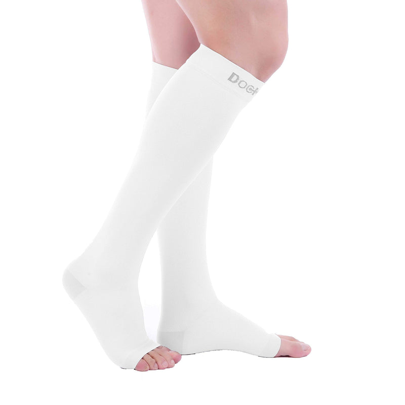 [Australia] - Doc Miller Open Toe Compression Socks 1 Pair 15-20 mmHg Firm Support White Large Tall 