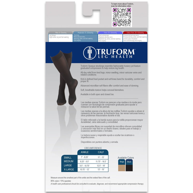 [Australia] - Truform Women's Compression Stockings, 15-20 mmHg, Knee High Length, Open Toe, Opaque, Black, Small Black (Open Toe) Small (1 Pair) Casual 