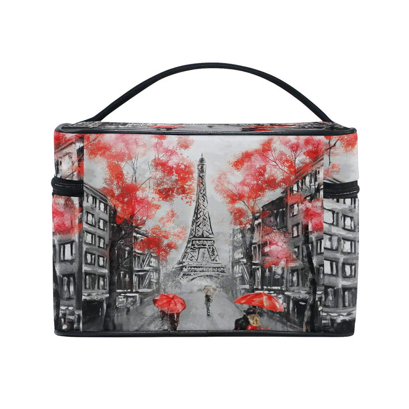 [Australia] - Xling Makeup Bag Vintage Paris Eiffel Tower Cosmetic Case Travel Portable Carry Cosmetic Brush Box Organizer Storage for Women 