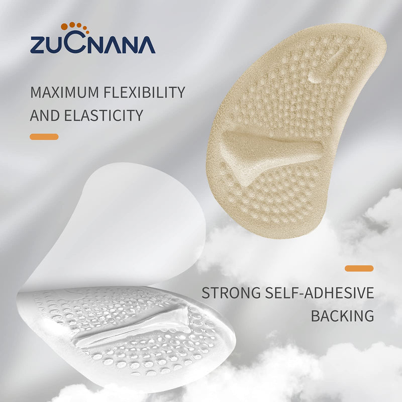 [Australia] - (12 Pieces) Metatarsal Pads for Women | Ball of Foot Cushions for Pain Relief | Reusable Shoe Inserts for Women | Anti-Slip High Heel Inserts Best for Neuroma and Callus | One Size Fits All Beige + Black + Clear 