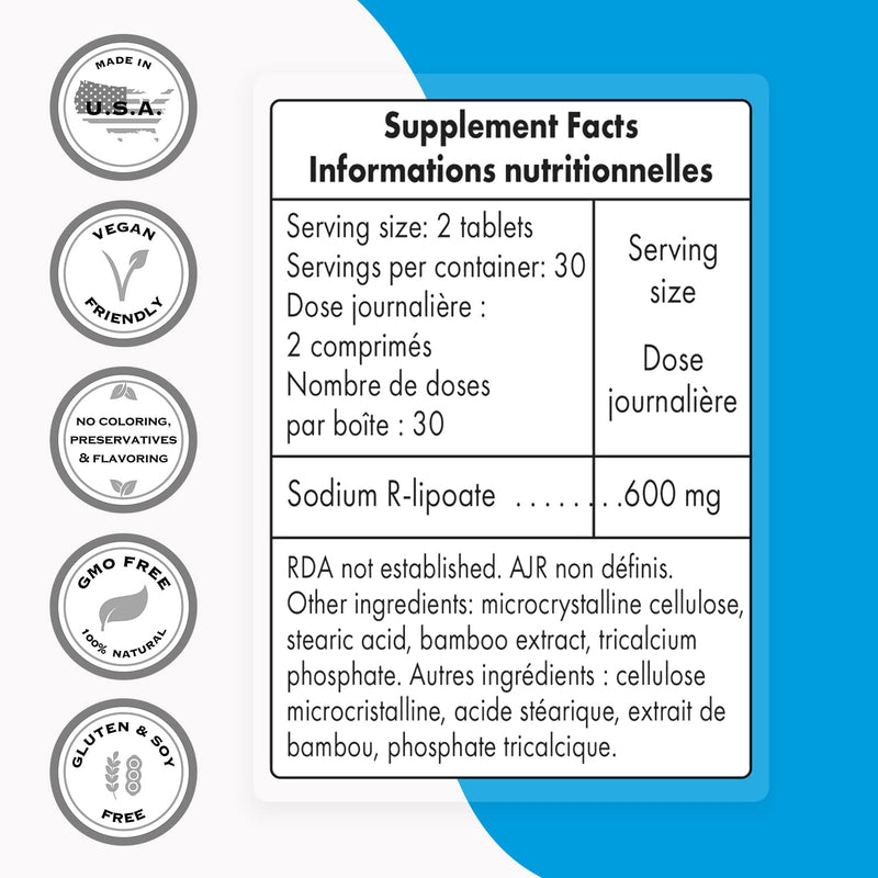 [Australia] - Supersmart - Sodium R-Lipoate 300 mg (R-Alpha Lipoic Acid) - Neuroprotective Pain Relief with Antioxidants | Non-GMO & Gluten Free - 60 Vegetarian Capsules 