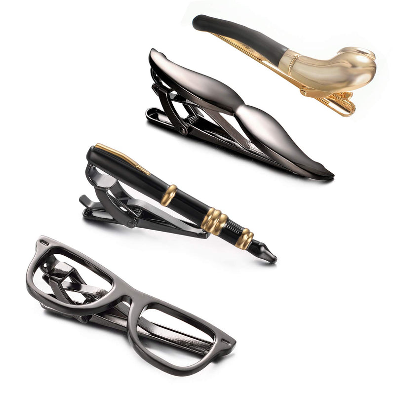 [Australia] - Yoursfs Novety Tie Clips for Men Unique Design Eyeglass/Car Funny Tie Bar Clips gifts for men 