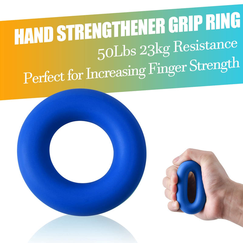 [Australia] - IMENSEAS Hand Grip Strengthener 7 Pack Adjustable Hand Gripper, Finger Stretcher Resistance Extensor Bands, Finger Exerciser, Grip Strength Ring & Stress Relief Ball for Athletes & Musicians Navy 