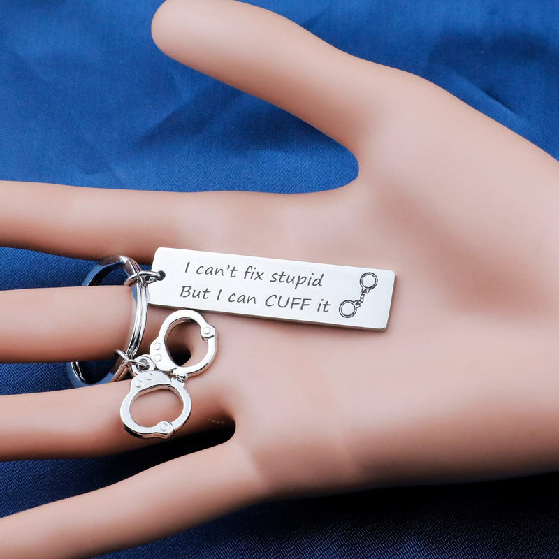 [Australia] - EIGSO Funny Police Officer Gift I Can't Fix Stupid But I Can Cuff It Keychain Appreciation Gift Christmas Thanksgiving Day Gift(Stupid Cuff KR) 