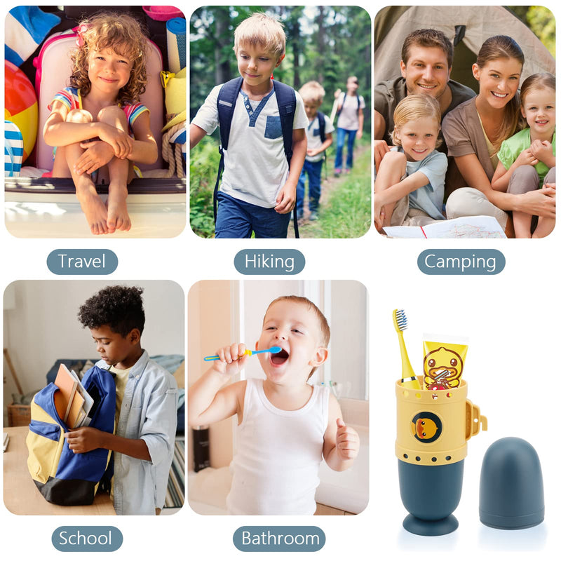 [Australia] - Pwsap Toothbrush Travel Case, Removable and Portable 3 in 1 Toothbrush Holder Cup, Use for Travel, Hiking,Camping, School, Bathroom, Cute and Playful Submarine Styling for Kids and Teens (Blue) Blue 