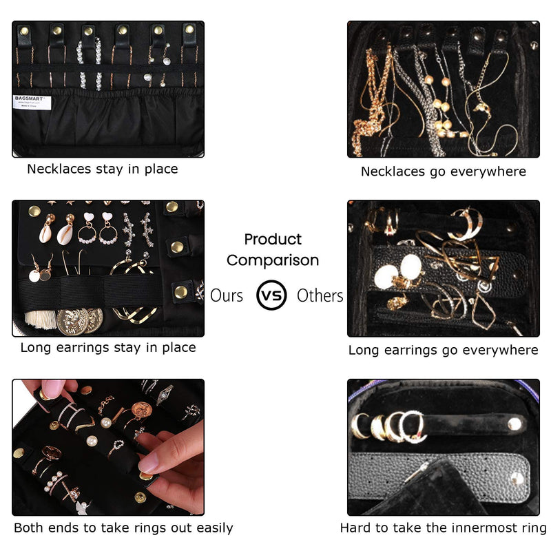 [Australia] - BAGSMART Velvet Hanging Jewelry Organizer Roll with Hook Foldable Travel Jewelry Case for Rings, Necklaces, Bracelets, Earrings, Peacock Blue Hanging Roll 