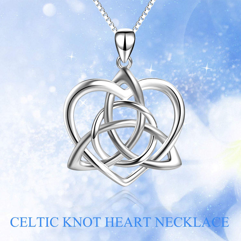 [Australia] - Celtic Love Knot Necklace Jewelry Sterling Silver Good Luck Vintage Triquetra Irish Celtic Love Heart Pendant Necklace for Women Girls B silver celtic knot necklace 