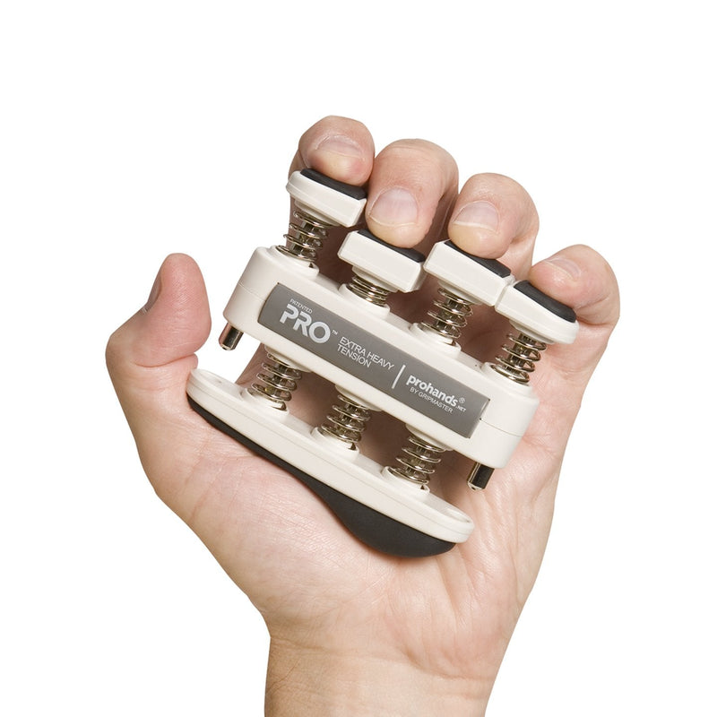 [Australia] - PROHANDS PRO Hand Exerciser, Finger Exerciser (Hand Grip Strengthener), Spring-Loaded, Finger-Piston System, Isolate and Exercise Each Finger 11 lb (Extra-Heavy Tension) Gray - Pro 