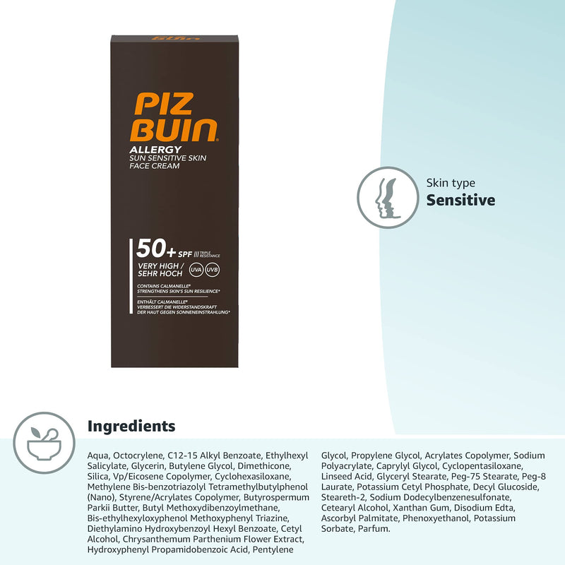 [Australia] - Piz Buin Allergy Sun Sensitive Skin Face Cream SPF50+, 50ml Allergy Sun Sensitive Skin Face Cream SPF50+ (50ml) 