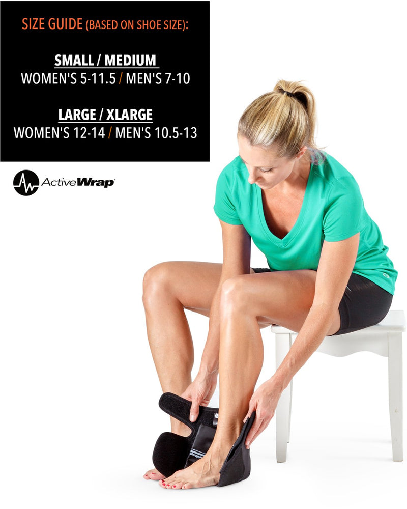 [Australia] - ActiveWrap Foot & Ankle Ice Pack Wrap with Reusable Hot Cold Packs for Plantar Fasciitis Pain Achilles Injuries Large/X-Large Black 