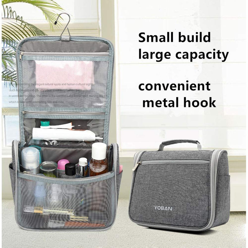 [Australia] - Baliya Waterproof Hanging Travel Toiletry Bag for Men and Women Outdoor Large Capacity Portable Cosmetic Wash Bag(gray) gray 