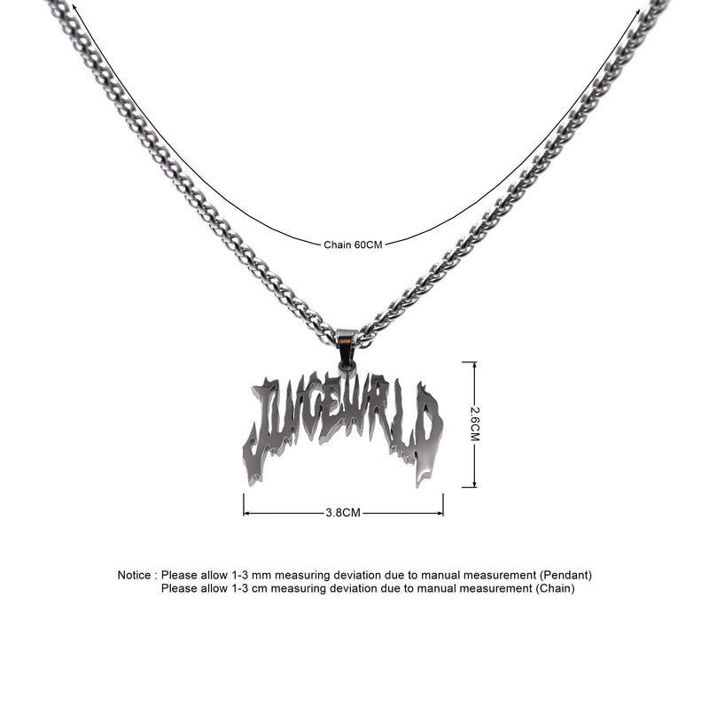 [Australia] - Ridetoxjx Jw Hip Hop Rapper Pendant Chain Necklace Silver 