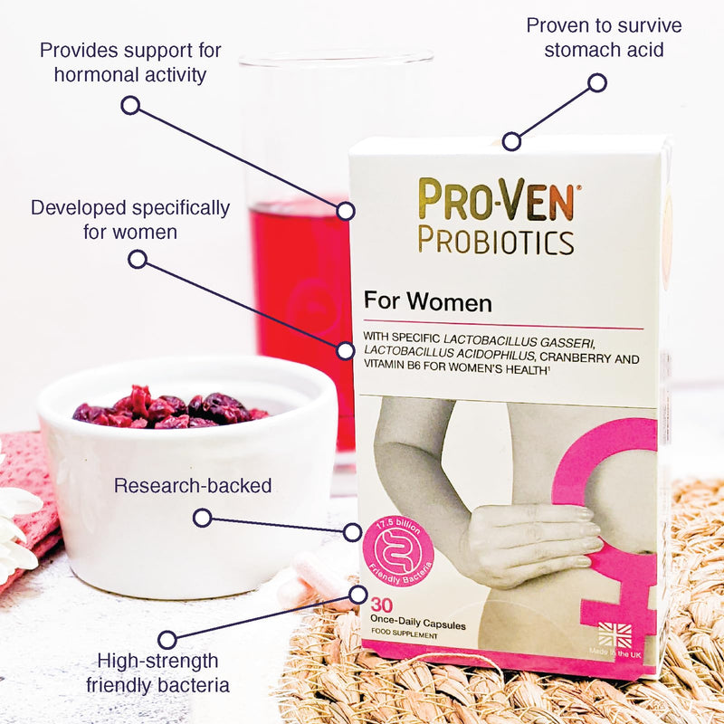 [Australia] - Pro-Ven Probiotics For Women 17.5 Billion CFU + Vitamin B6 Forumlated for Vaginial Flora Lactobacillus and Bifidus with Cranberry Capsules - 30 Day Supply (Packaging May Vary) 