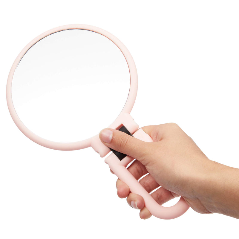 [Australia] - Pink Handheld Magnifying Mirror for Makeup, 1/10x Magnification (5.5 in) 