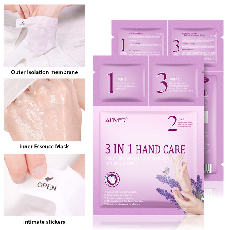 [Australia] - Hand Mask Moisturizing Gloves, 3 Packs 3 in 1 Hand Mask Gloves Set with Vitamin, Natural Plant Extracts for Dry Skin and Cracked Hands, fits for Women & Men 