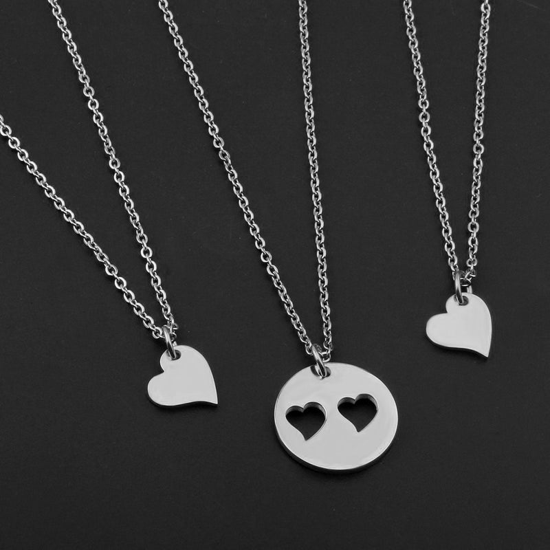 [Australia] - SEIRAA Mother Daughters Necklace Set Mom Daughter Heart Jewelry Gift for Mom Mom &2daughters necklace 