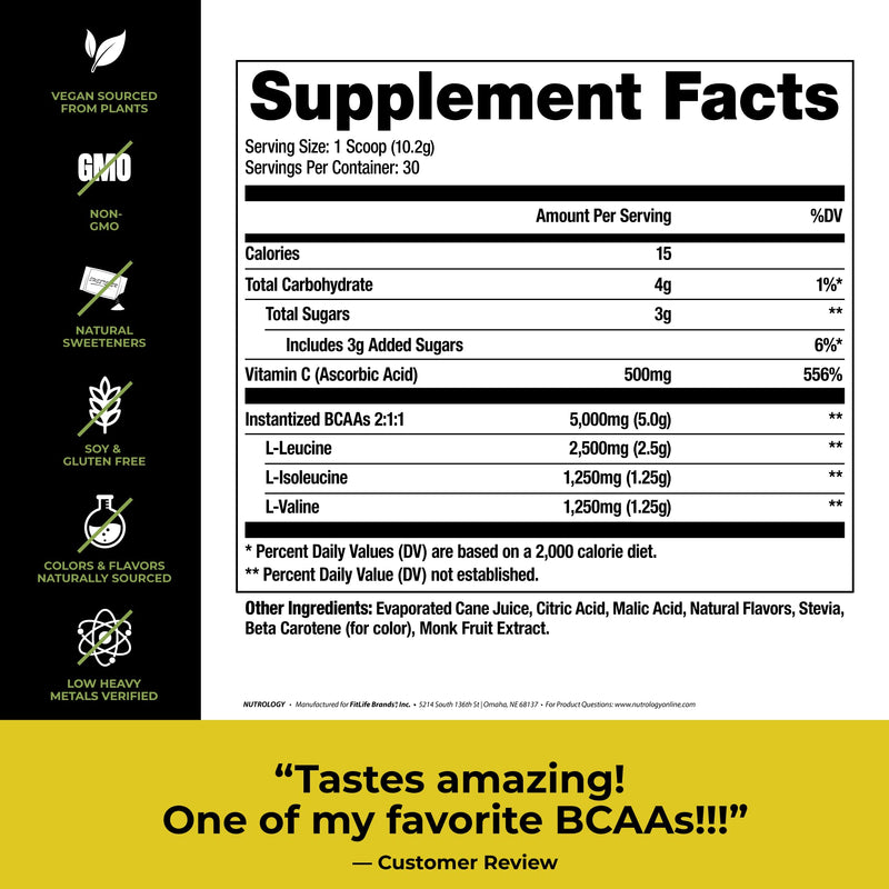 [Australia] - BCAA Natural-Non-GMO-Plant-Sourced Amino Acid Drink- Improve Performance -Enhance Recovery-Boost Immune Health-BCAA Drink Mix -Lemonade Flavor- 30 Serve Lemonade 