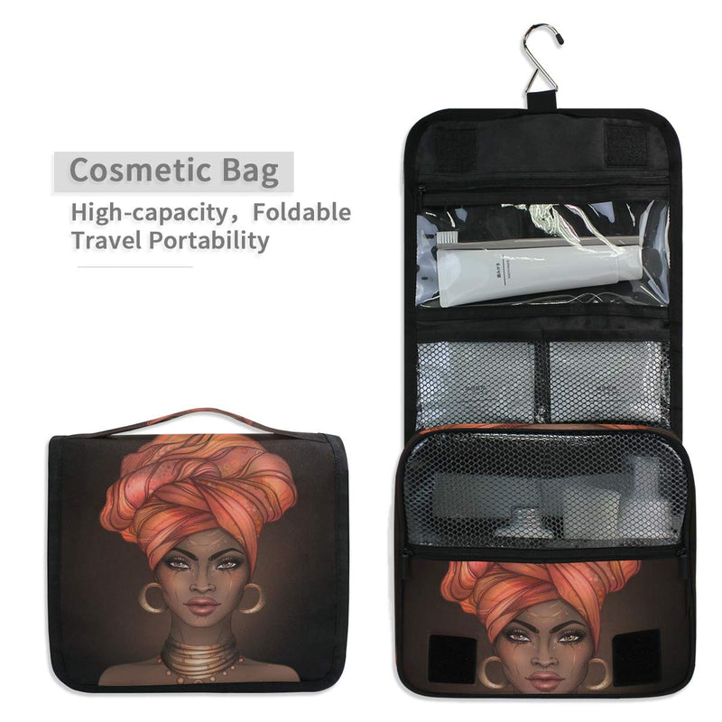 [Australia] - Hanging Toiletry Bag African American Woman Portable Cosmetic Makeup Travel Organizer for Men & Women with Sturdy Hook pattern 5 