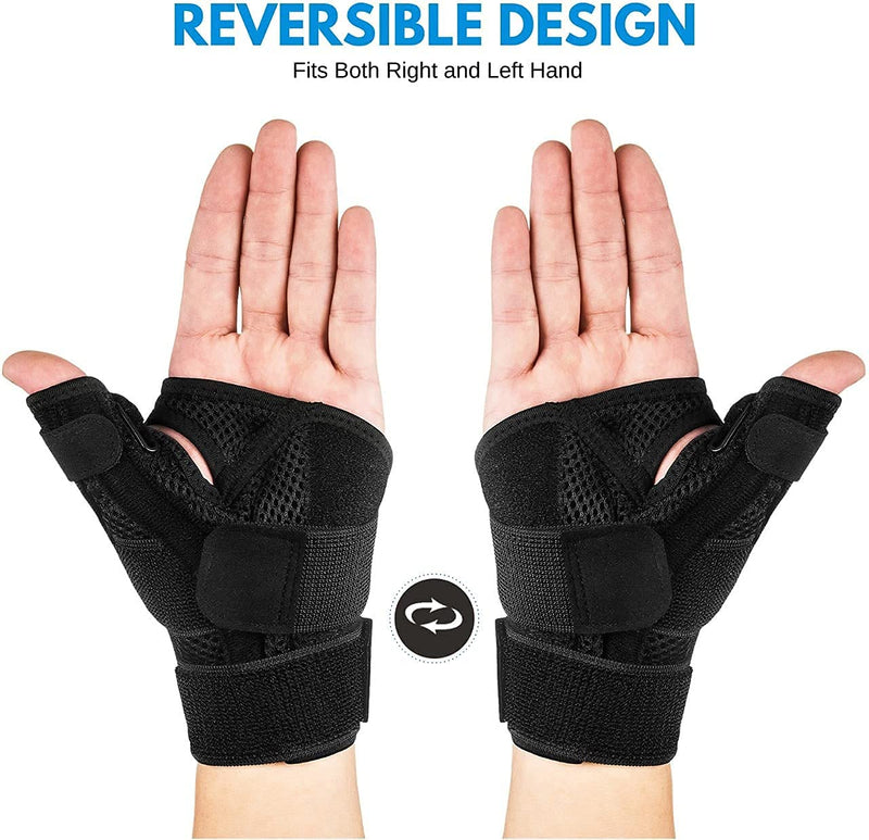 [Australia] - DropSky [4 Pieces] Gel Wrist Thumb Support Braces Soft Waterproof, Relief Pain Carpal Tunnel, Arthritis Thumb, Fits Both Hands, Lightweight, Therapy Rubber-Latex, Stabilizer Support (Fabric Black) 