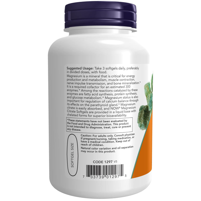 [Australia] - NOW Supplements, Magnesium Citrate, With Glycinate & Malate, Nervous System Support*, 90 Softgels 90 Count (Pack of 1) 