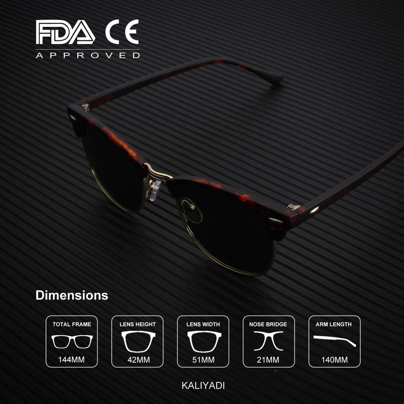 [Australia] - Polarized Sunglasses for Men and Women Semi-Rimless Frame Driving Sun glasses 100% UV Blocking 01-matte Tortoise | G15 | Golden Rim Multicoloured 