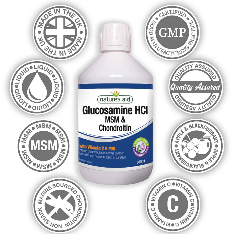 [Australia] - Natures Aid Glucosamine, MSM and Chondroitin Liquid, with Vitamin C, Apple and Blackcurrant Flavour, 500 ml 