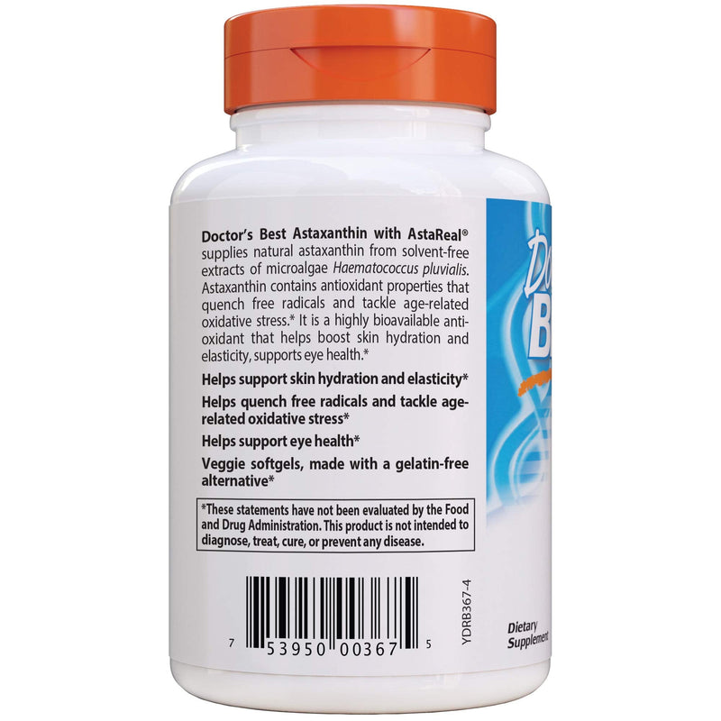 [Australia] - Doctor's Best Astaxanthin, Powerful Antioxidant, Skin, Eye Health, Non-GMO, Gluten Free, Vegan, Soy Free, 6 mg, 90VSG (DRB-00367) 