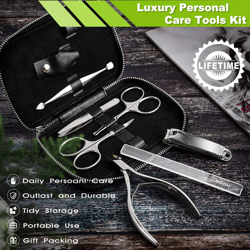 [Australia] - BEZOX Nail Clippers Manicure Pedicure Kit - Professional Personal Care Tools Set - 7 in 1 Stainless Steel Nail Trimming and Facial Hair Grooming Tools for Women & Men Set of 7 