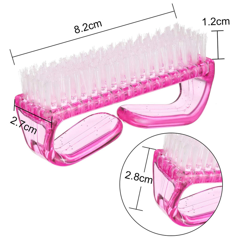 [Australia] - 4 Pieces Handle Nail Brush Nail Hand Scrubbing Cleaning Brush (Large, Pink) Large 