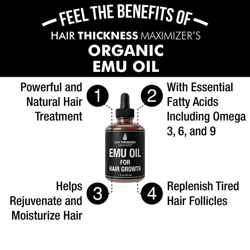 [Australia] - EMU Oil For Hair Growth by Hair Thickness Maximizer. Best Organic, Natural Oils Treatment with Omega 3,6,9. Stop Hair Loss Now. Hair Thickening Serum to Replenish Hair Follicles for Men and Women 1oz 1 Fl Oz (Pack of 1) 